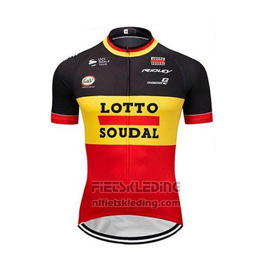 2018 Fietskleding Lotto Soudal Zwart Geel Rood Korte Mouwen en Koersbroek